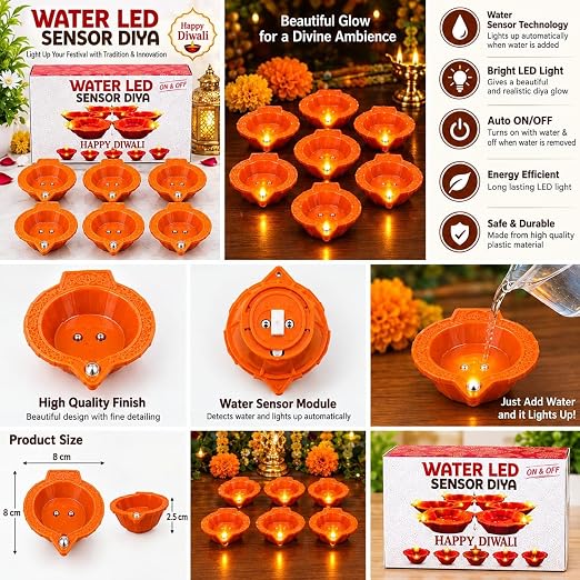 Water LED Sensor Diya – Pack of 6
