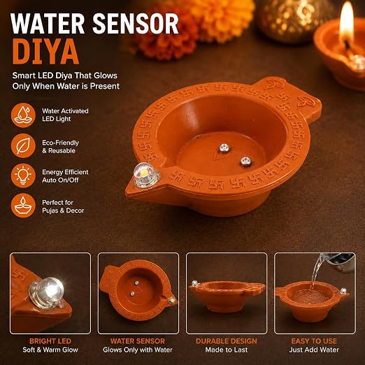 Water Sensor LED Diya – Pack of 12