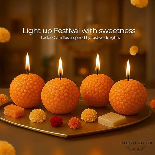 Motichoor Laddoo Scented Candles – Pack of 4